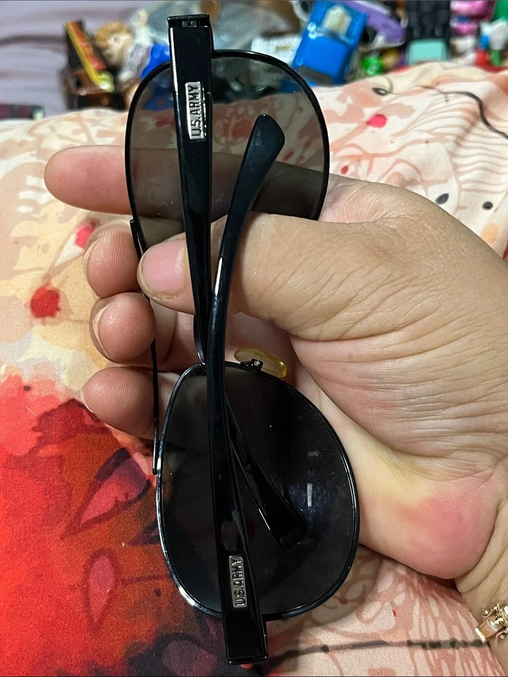 U.S. Army Black Sunglasses with Gold Nose Pads